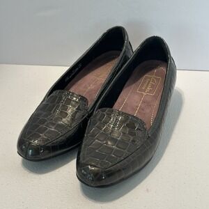 Clarks‎ Active Air Women's Brown Leather Alligator Loafers Size 6W 30974